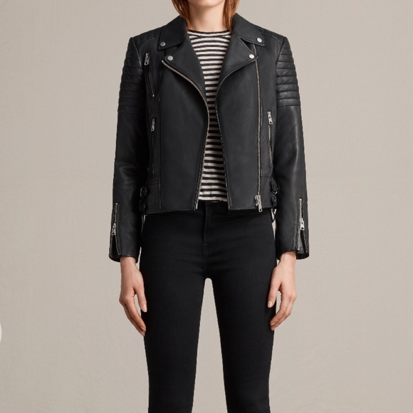 All Saints Papin Leather Jacket - Picture 2 of 7